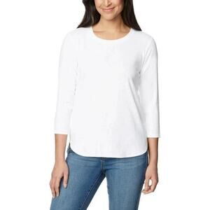 Kirkland Signature Women's Long-Sleeve Slub Tee White Size S